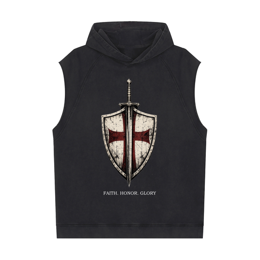 Snow Washed Sleeveless Hoodie